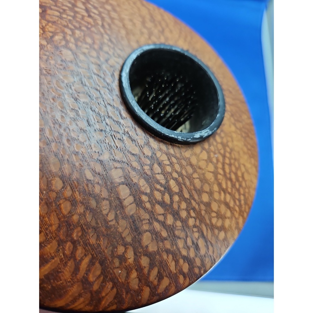 Vintage Wood Ikebana Flower Vase Display LEOPARD WOOD Hand Crafted Signed
